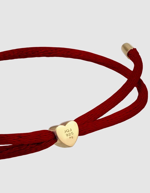 Elli Jewelry - Heart Charm Red Satin Bracelet