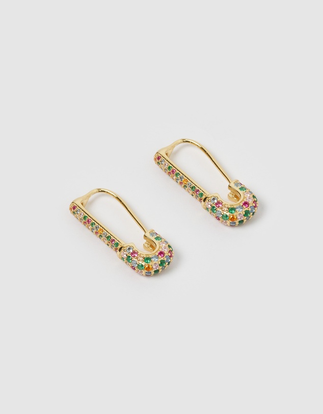 Izoa - Apres Safety Pin Huggie Earrings