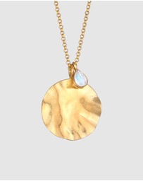 Elli Jewelry - Necklace Coin Organic Design Moonstone Gemstone in 925 Sterling Silver