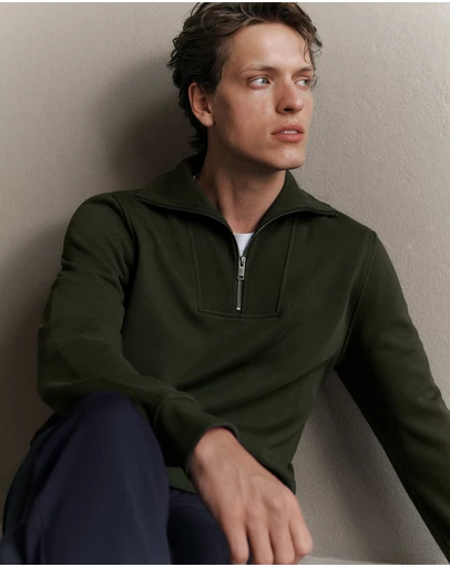 Trenery - Half Zip Sweat in Winter Moss