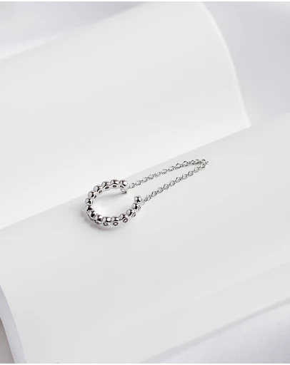 Wanderlust + Co - Pave Drop Chain Silver Ear Cuff