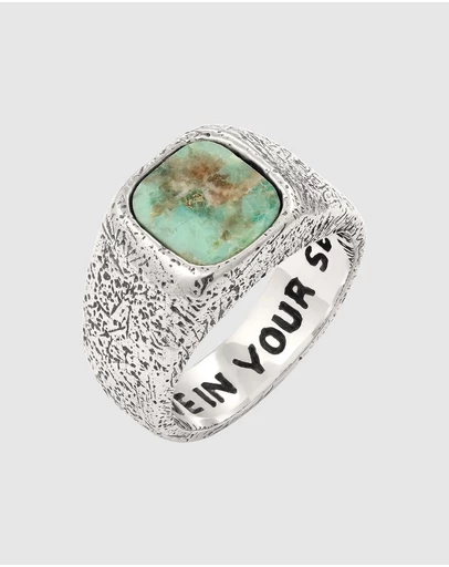 Haze & Glory - ICONIC EXCLUSIVE - Ring Men Earthly Turquoise Signet 925 Sterling Silver