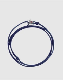 Nialaya Jewellery - Navy Wrap-Around String Bracelet with Sterling Silver Lock