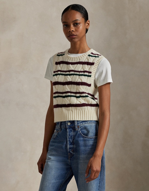Polo Ralph Lauren - Striped Cable Wool-Cashmere Sweater Vest