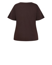 City Chic - Plus size Curved Hem Soho Cotton Tee - chocolate