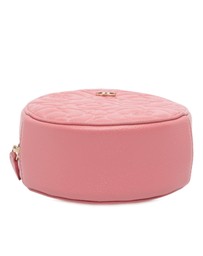 Pre-Loved by Azura Reborn - Pre-Loved CC Embossed Caviar Camellia Round Clutch With Chain