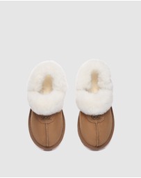 EVERAU - Australian Shepherd Ugg Waffle Fluffy Double Faced Sheepskin Upper House Shoes