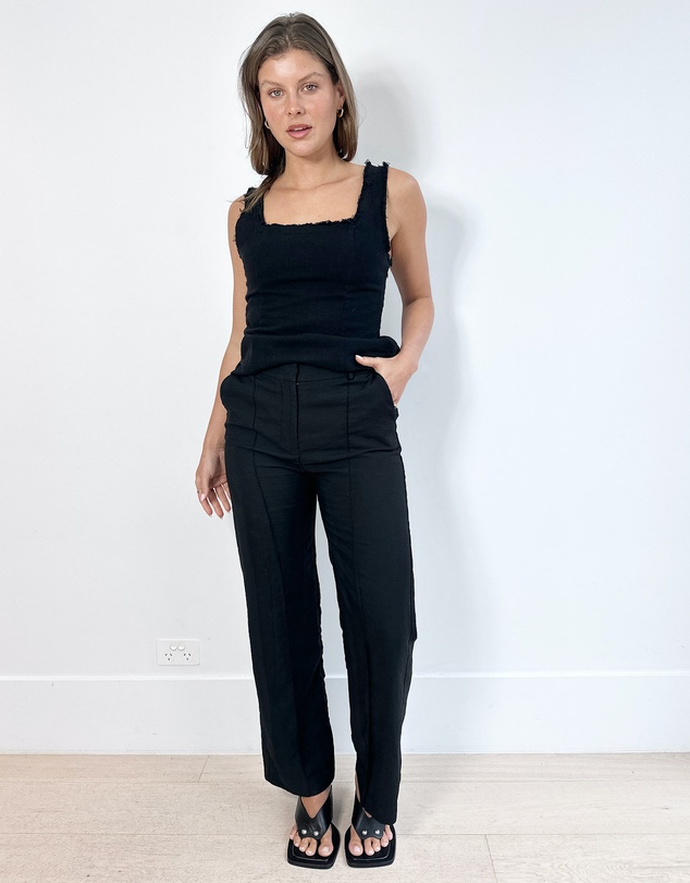 Cirkular - Pre-Loved - Marle Black Frayed Top