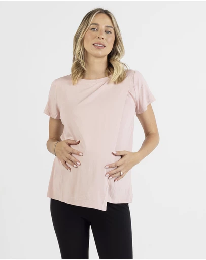Angel Maternity - Monique Maternity Nursing Petal Top - Blush Pink