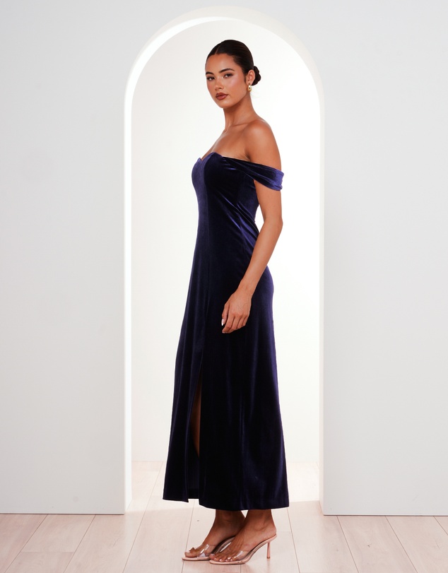 Pilgrim - Olive Off Shoulder Velvet Gown
