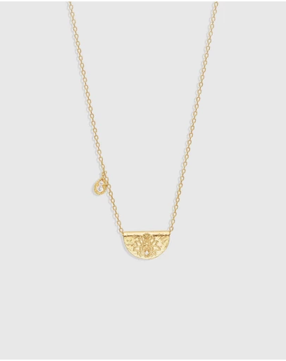 By Charlotte - Gold Lotus Birthstone Necklace - April