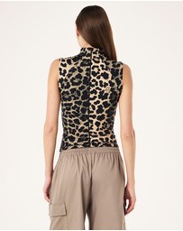 P.E Nation - Leopard Routine Quarter Zip Tank