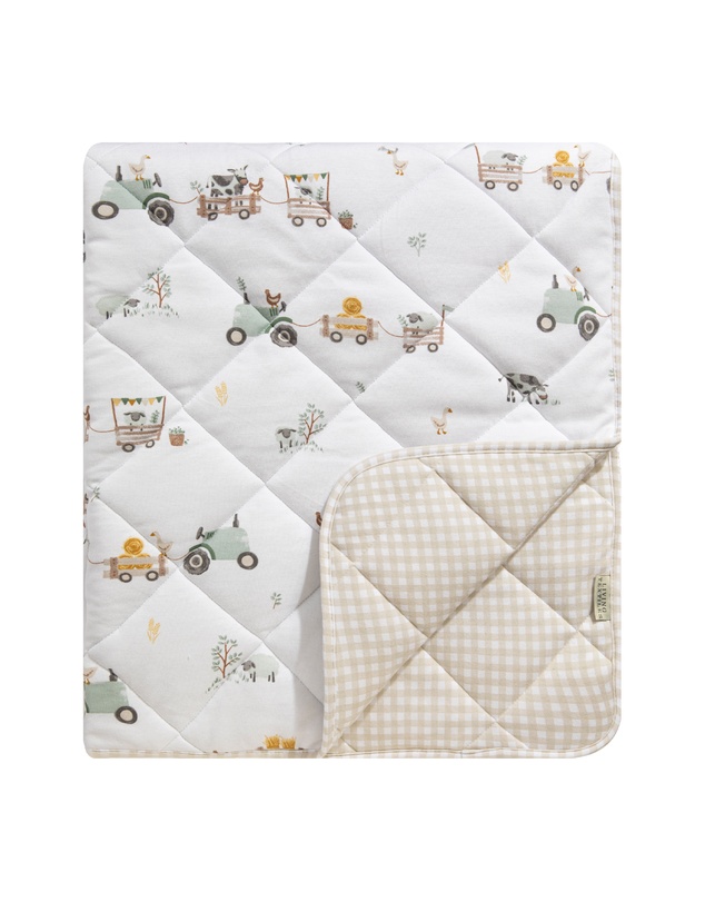 Living Textiles - Reversible Quilted Cot Comforter - Tractor Ride