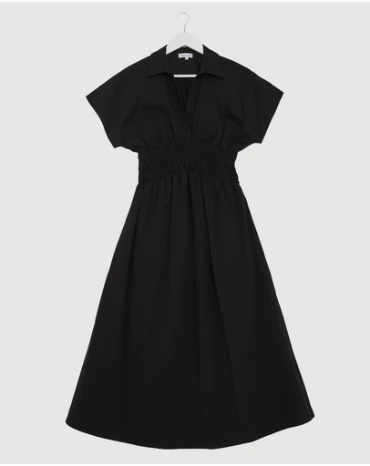 Revibe - Repaired AERE Carmine Shirred Waist Shirt Dress - AU 10