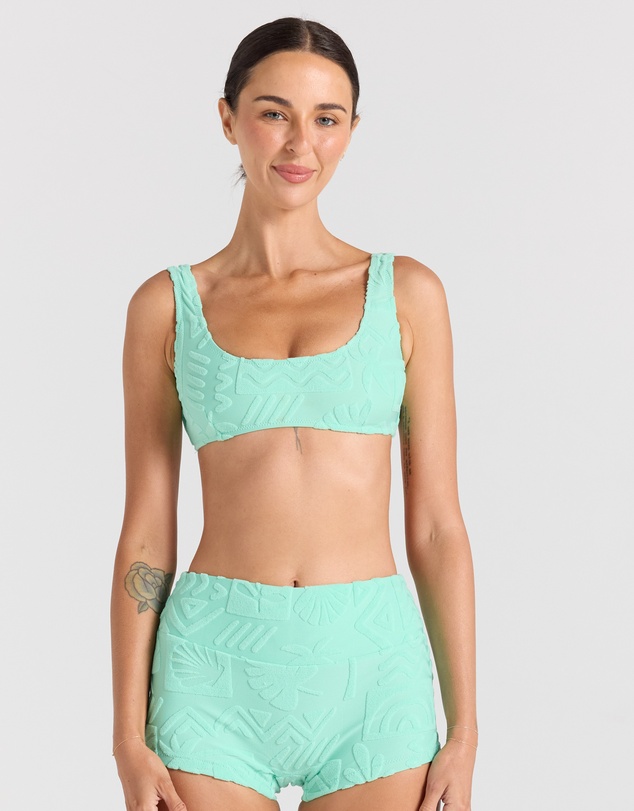 Poolside Paradiso - Mai Tai Crop Bikini Top - Mint