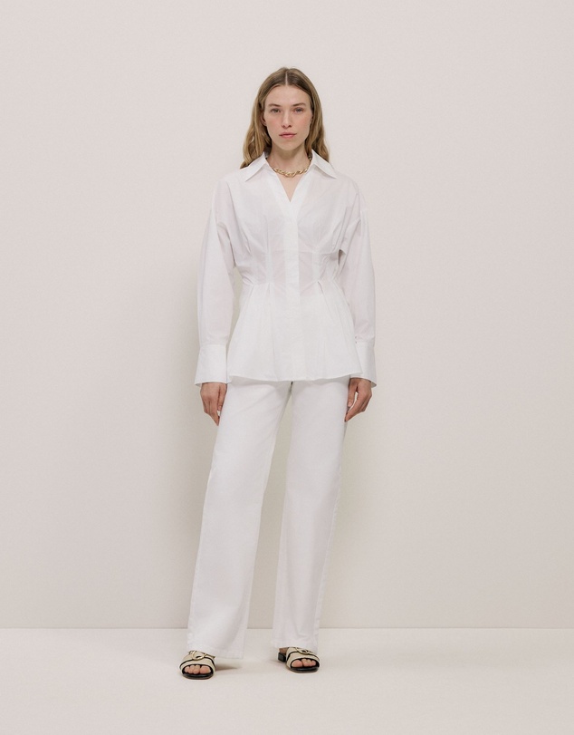 Trenery - Poplin Cinched Waist Shirt in White