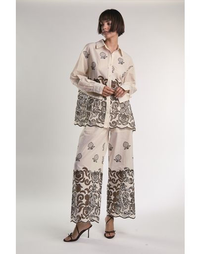 BROWN WHITE CUTWORK