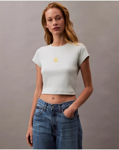 Calvin Klein Jeans - Monogram Logo Ribbed Baby Tee