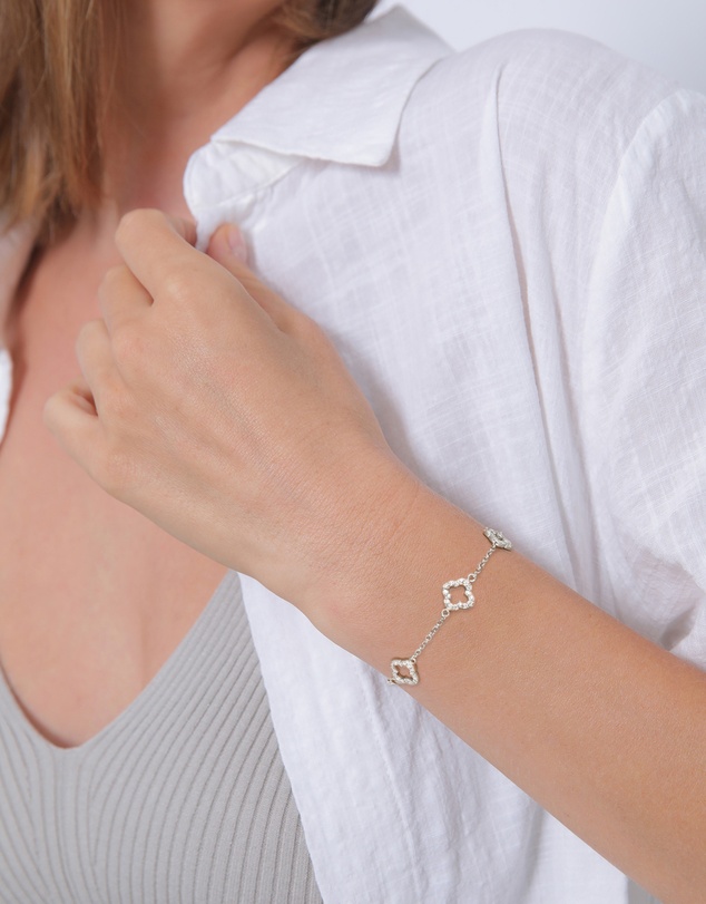 Elli Jewelry - Bracelet with Stones Cloverleaf Zirconia 925 Sterling Silver