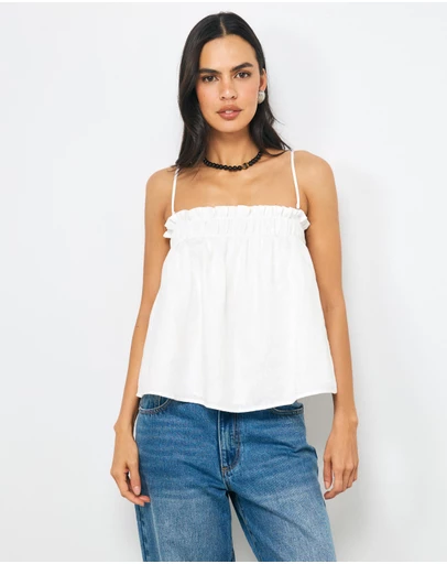 AERE - Alana Linen Strapless Top