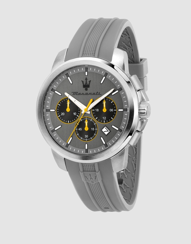 Maserati - Maserati Successo 42mm Chrono Gray Dial Gray Silicone Strap  Watch