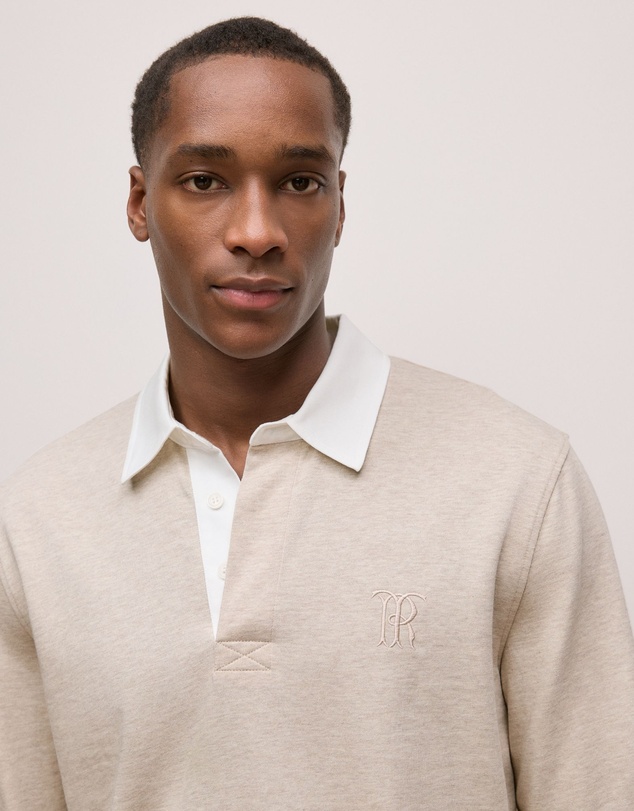 Trenery - Jersey Cotton Monogram Rugby in Oat Marle