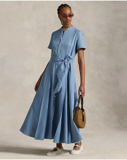 Polo Ralph Lauren - Belted Silk-Blend A-Line Dress