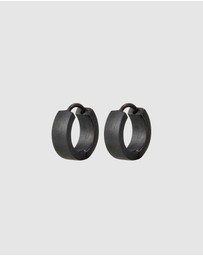 Kuzzoi - ICONIC EXCLUSIVE - Earrings Black Hoops 925 Sterling Silver