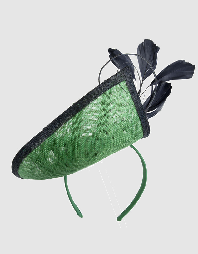 Max Alexander - Green and Navy Sinamay Racing Fascinator
