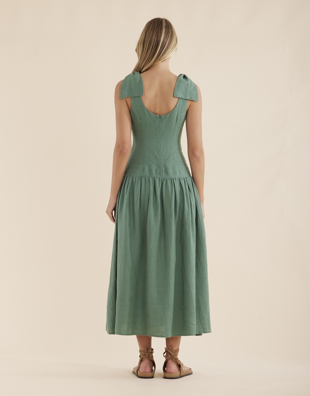 Amelius - Mavie Bow Linen Maxi Dress