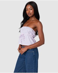 EDIKTED - Augusta Pinstripe Strapless Top