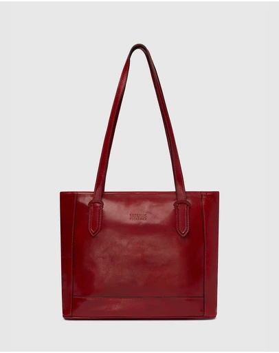 Florence - The Amelia Red Leather Tote Work Bag