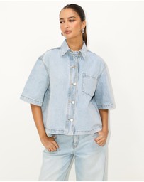 Dazie - Imani Short Sleeve Denim Shirt