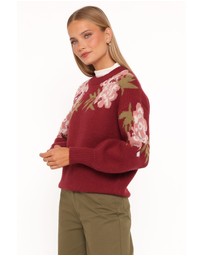 Petal & Pup - Ford Sweater - Burgundy Pink Floral