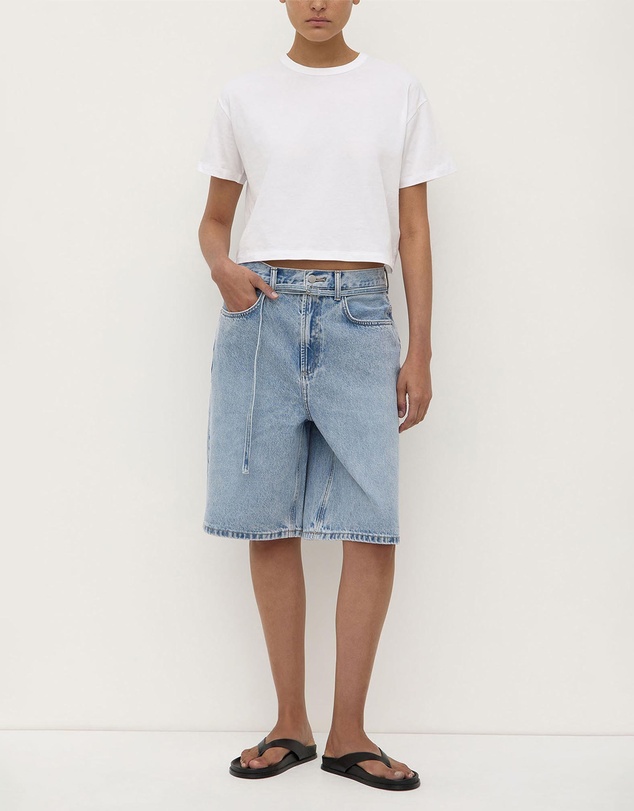 Assembly Label - Loose Fit Long Denim Shorts