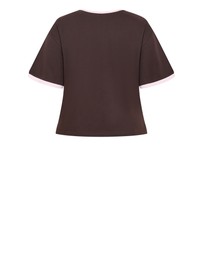 City Chic - Plus size Oversized V Neck Tee - chocolate