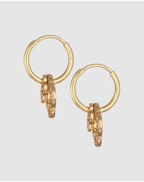 Elli Jewelry - Earrings Creole Cloverleaf Zirconia 925 Sterling Silver Gold Plated