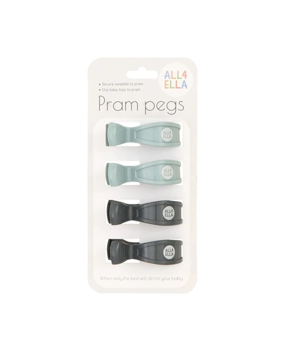 All 4 Ella - 4pk Pram Pegs Blue/Charcoal