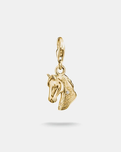 THOMAS SABO - Gold-Plated Horse Head Charm with White Zirconia