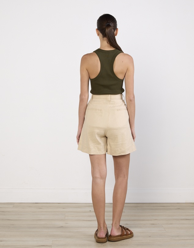 Cirkular - Pre-Loved - Bassike Army Green Ribbed Tank