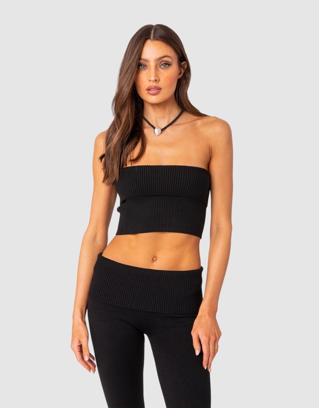 EDIKTED - Desiree Fold Over Knit Tube Top