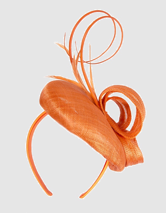 Max Alexander - Pillbox Orange Racing Fascinator