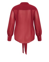 City Chic - Plus size Jane Tie Hem Shirt - ruby