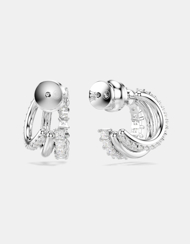 Swarovski - Hyperbola Hoop Earrings, Round Cut, Mini, White, Rhodium Plated