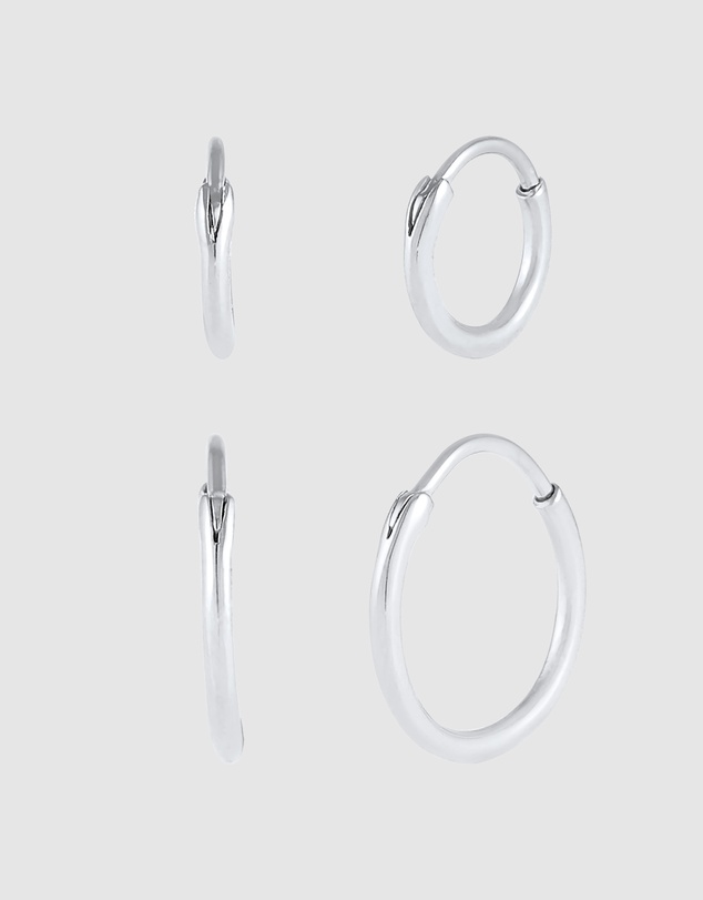 Kuzzoi - ICONIC EXCLUSIVE - Earrings Creole Set Duo Basic in 925 Sterling Silver