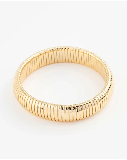Lovisa - Gold Plated Wide Ribbed Bangle