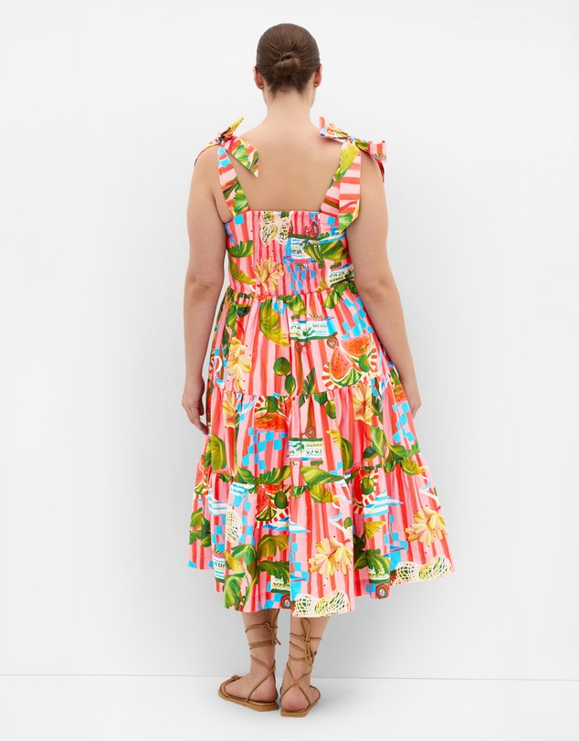 City Chic - Plus size Holiday Print Midi Dress - pink