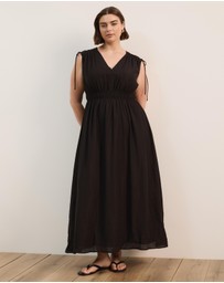 Atmos&Here Curvy - Luna Linen Blend Sleeveless Gathered Maxi Dress