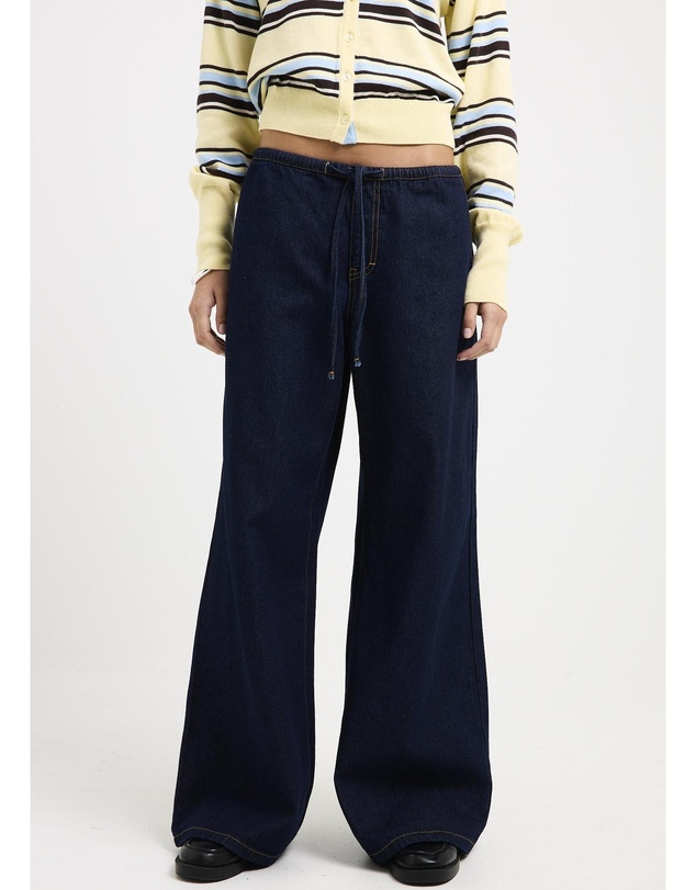 Subtitled - Carmen Draw Cord Wide Leg Denim Jeans