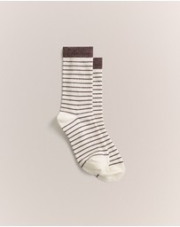 Trenery - Metallic Stripe Sock in Dark Plum
